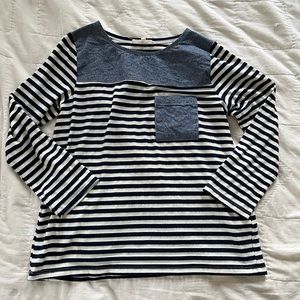 Clu Too blue & white striped long sleeve shirt